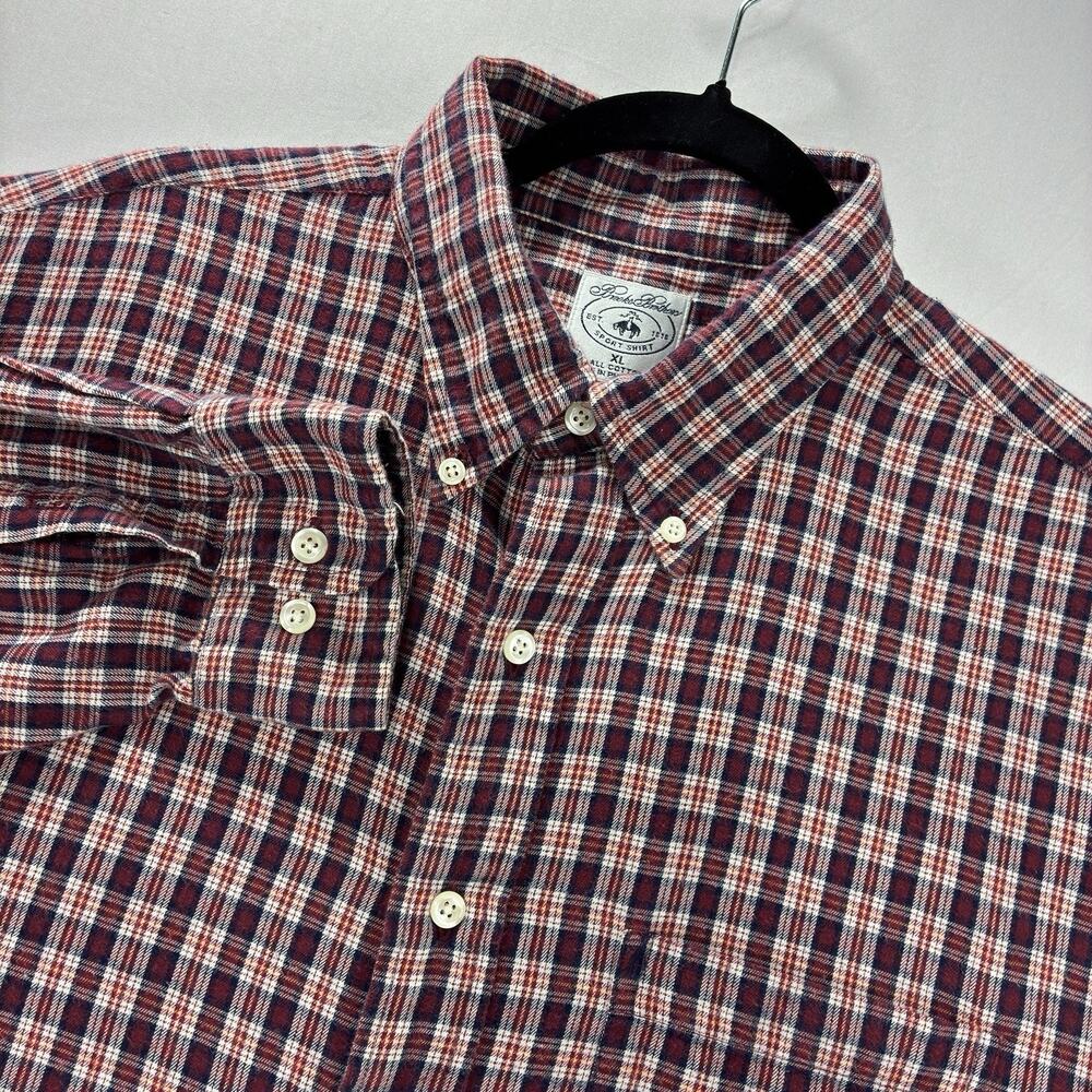 Vintage Brooks Brothers Mens XL Plaid Sport Shirt Cotton Long Sleeve Button Down